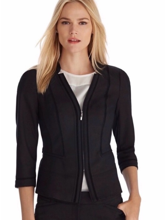 White House Black Market Jackets & Blazers - White House Black Market Black Zip-Front Tailored Jacket